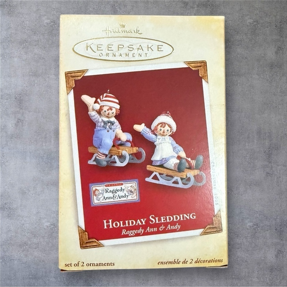 Hallmark Classic Raggedy Ann & Andy Holiday Sledding Keepsake Ornament